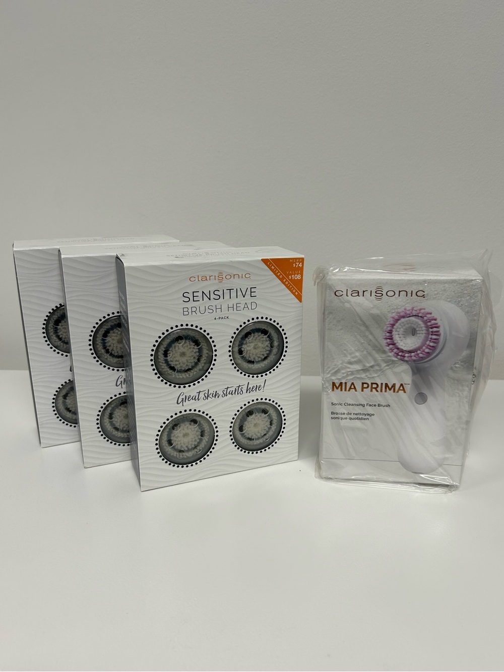 NIB NEW Clarisonic Mia Prima Facial Cleansing Brush + 12 sensitive brush heads